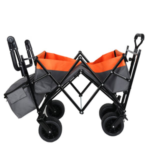 English Elm With Canopy and Steel Frame Collapsible Wagon All-terrain Heavy Duty Outdoor Cart W2932P326776