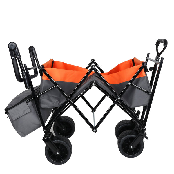 English Elm With Canopy and Steel Frame Collapsible Wagon All-terrain Heavy Duty Outdoor Cart W2932P326776