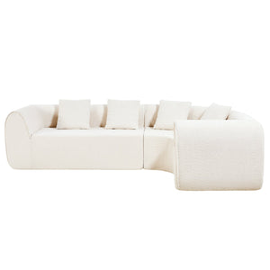 English Elm 110" Curved Modular Sectional Sofa Low Profile Foam Cushions for Contemporary Living White N767P366011W