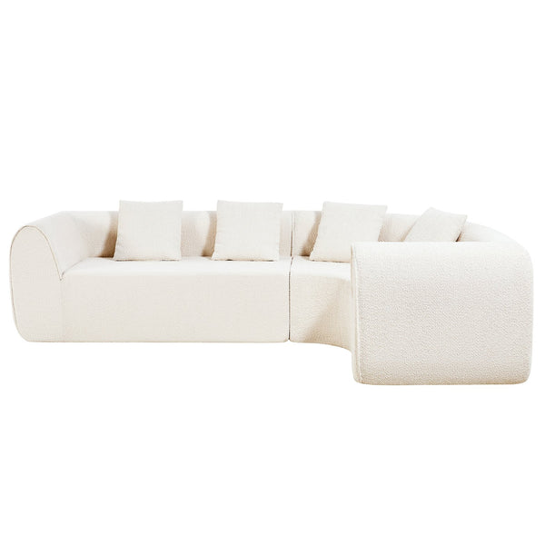 English Elm 110" Curved Modular Sectional Sofa Low Profile Foam Cushions for Contemporary Living White N767P366011W