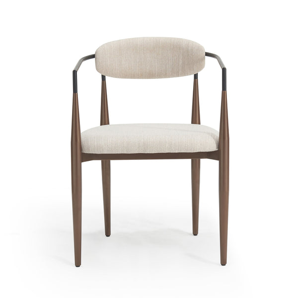 English Elm Dining Arm Chairs Set of 2 Gold Accent Iron Frame Upholstered Modern Minimalist Beige+Black N771P392272H