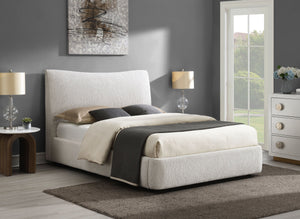 English Elm Renee Chenille Upholstered Queen Bed Padded Headboard Footboard No Tool Assembly B2756S00033