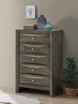 English Elm Marilla Modern G1503-D Dresser with Beveled Molded Resin Fronts, Dovetailed Drawers, Fully Assembled Gray 52 L x 33 W x 20 H B078108037