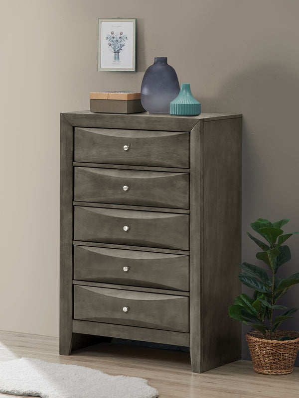 English Elm Marilla Modern G1503-D Dresser with Beveled Molded Resin Fronts, Dovetailed Drawers, Fully Assembled Gray 52 L x 33 W x 20 H B078108037