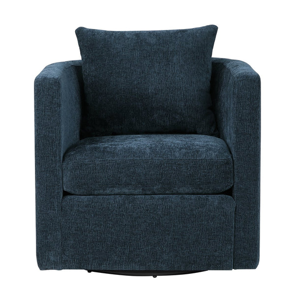 English Elm Sutton Ultra-Soft Navy Swivel Barrel Chair with Pocket Coil Seat, Reversible Cushions & Stain-Resistant Fabric B050P322584