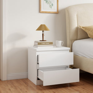 English Elm 19.7-inch Matte Finish Nightstand with Touch Release Drawers for Minimalist Bedrooms White W3151P407885