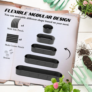 English Elm Metal Galvanized Steel Raised Garden Bed with Rubber Safety Edge for Outdoor Planting Dark Gray T3971P423838