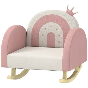 English Elm Qaba Kids Rocking Chair - Enchanting Princess Crown Velvet Toddler Armchair With Rainbow Backrest W2225P229319-GIGA