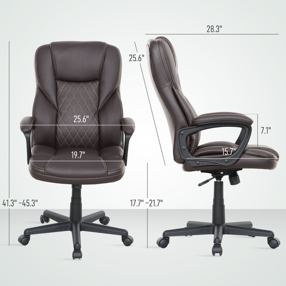 English Elm Pu Leather High Back Executive Chair Diamond Stitched Ergonomic Swivel Home Office T3971P411046