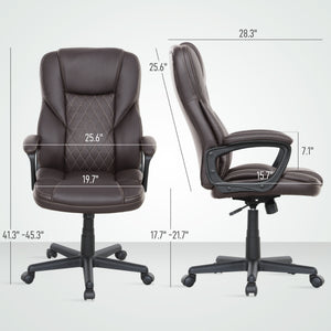 English Elm Pu Leather High Back Executive Chair Diamond Stitched Ergonomic Swivel Home Office T3971P411046