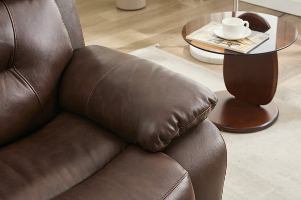 English Elm Genuine Top-grain Leather Manual Reclining Sofa with Tufted Back for Living Rooms W1896S00010