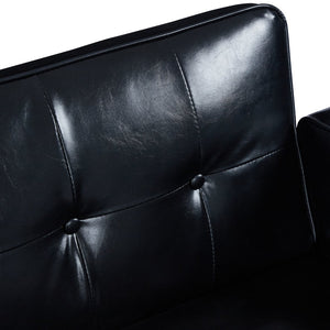 English Elm 2131pu-bk,bright Pu Leather Sofa with Low Profile Design and Industrial Accent Feet Black W308P182964