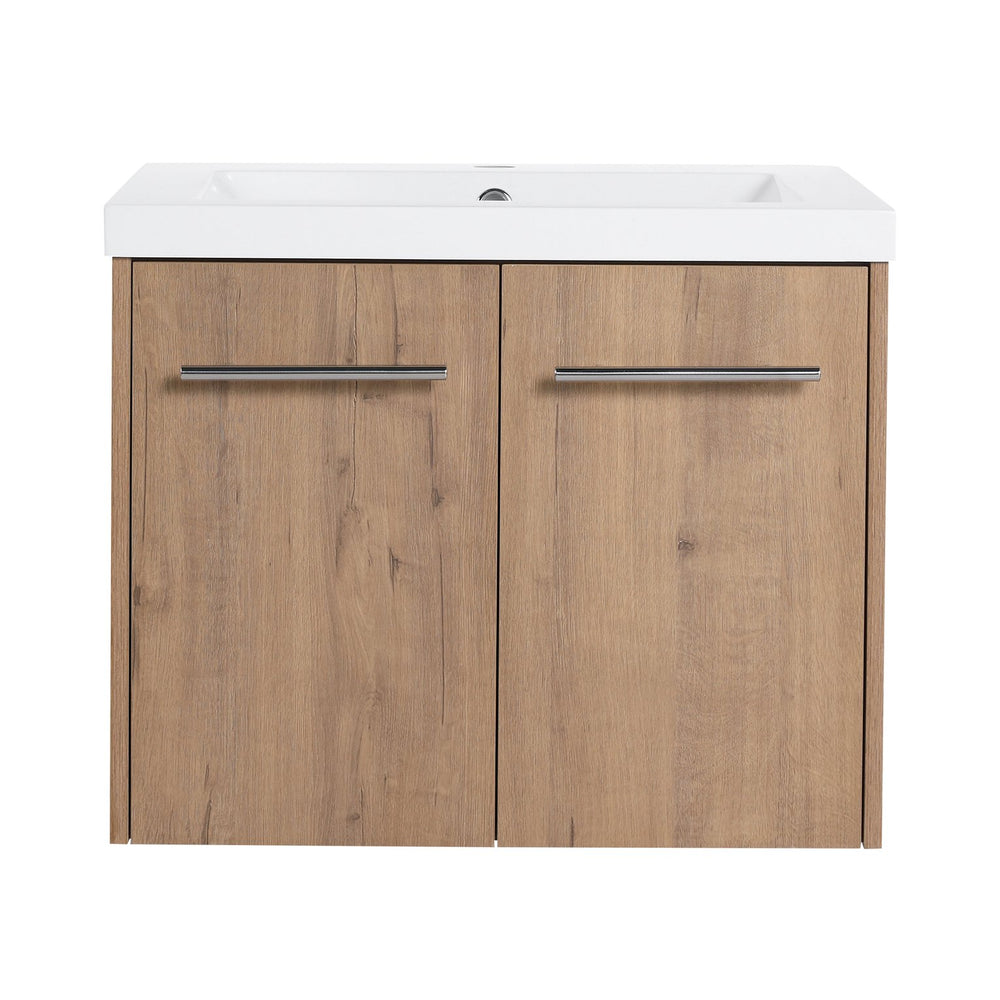 English Elm 24 Inch Floating Bathroom Vanity with Resin Sink, Soft-Close Doors, Wall-Mounted Storage, Modern Compact Design W999P188185