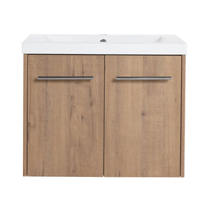 English Elm 24 Inch Floating Bathroom Vanity with Resin Sink, Soft-Close Doors, Wall-Mounted Storage, Modern Compact Design W999P188185