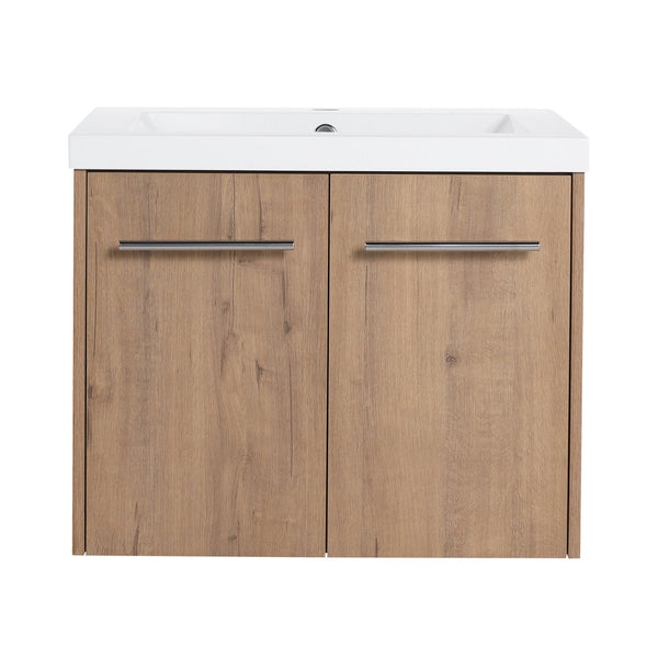 English Elm 24 Inch Floating Bathroom Vanity with Resin Sink, Soft-Close Doors, Wall-Mounted Storage, Modern Compact Design W999P188185