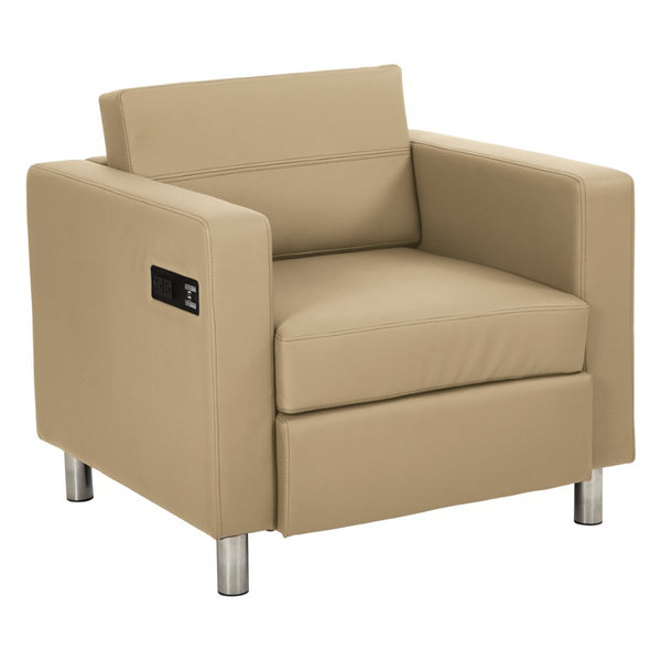 OSP Home Furnishings Atlantic Lounge Chair with Built-in Ac Outlet and Usb Port for Modern Living Spaces Buff ATL51-R104