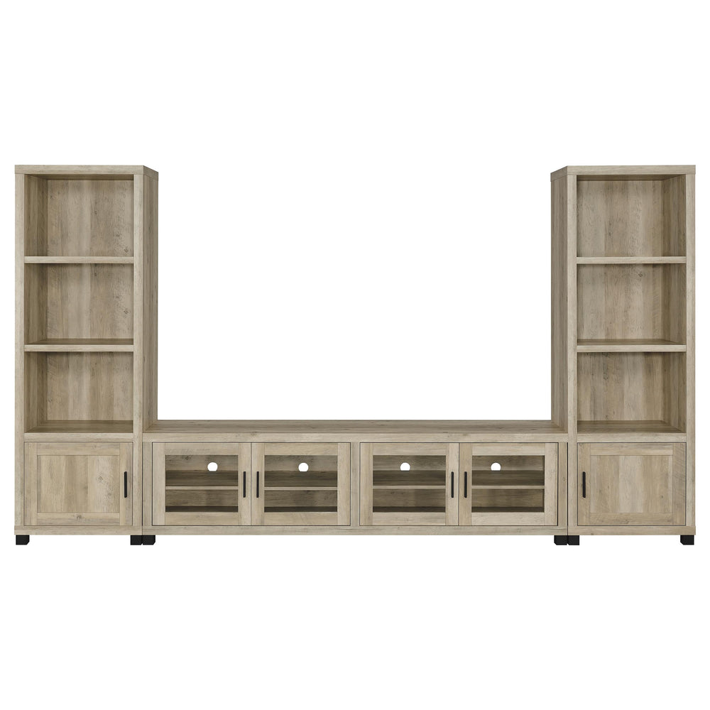 English Elm Arnaud Matte Black 3 Piece Entertainment Center with Media Towers for Living Room B062S01766