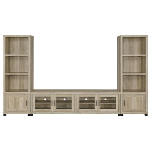 English Elm Arnaud Matte Black 3 Piece Entertainment Center with Media Towers for Living Room B062S01766