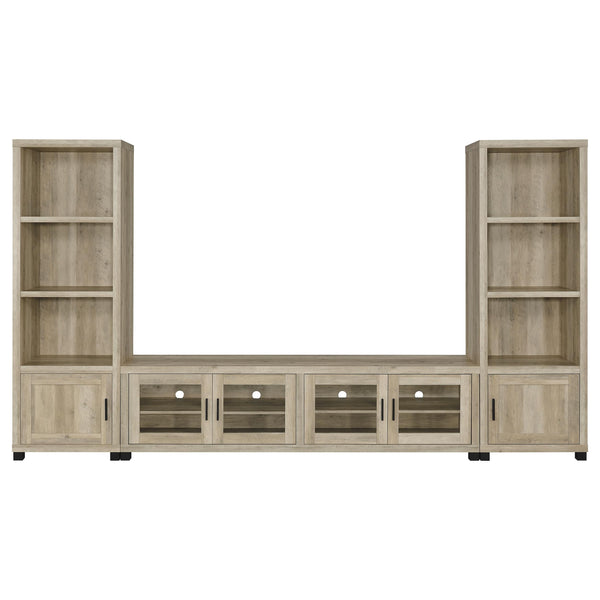 English Elm Arnaud Matte Black 3 Piece Entertainment Center with Media Towers for Living Room B062S01766