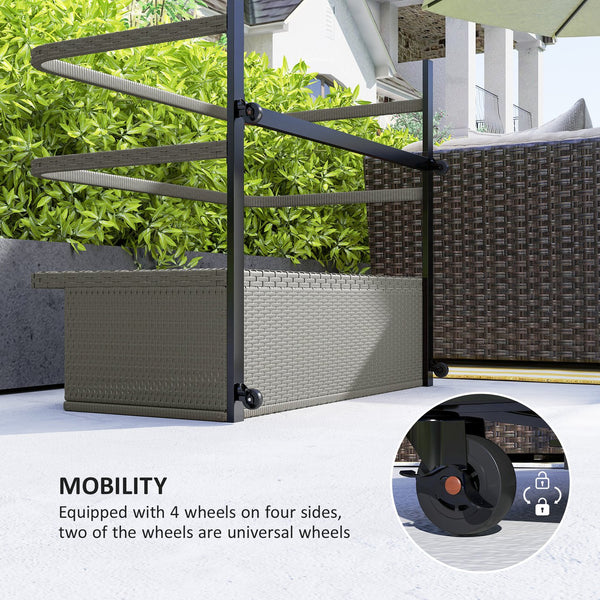 English Elm Outsunny Pe Rattan Outdoor Pool Float Organizer with Rolling Wheels Resort Style W2225P485590