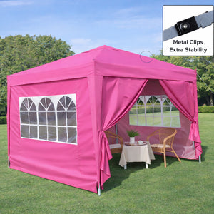 English Elm Outdoor 10x10 Pop up Gazebo with Removable Sidewalls Waterproof Steel Frame Canopy Magenta W419P445712