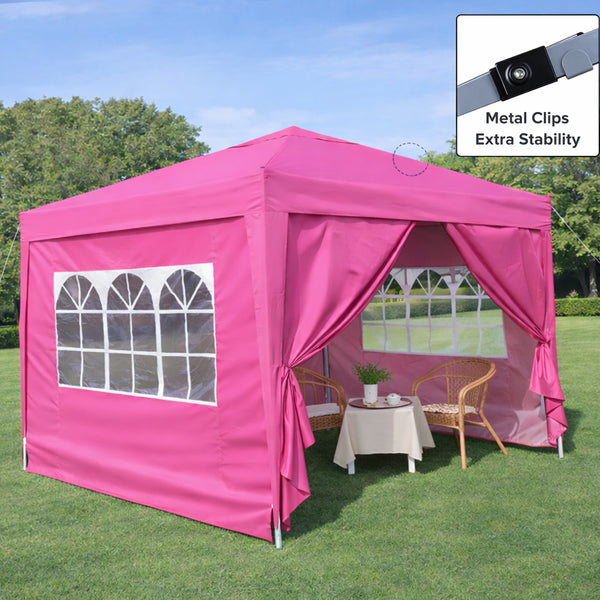 English Elm Outdoor 10x10 Pop up Gazebo with Removable Sidewalls Waterproof Steel Frame Canopy Magenta W419P445712