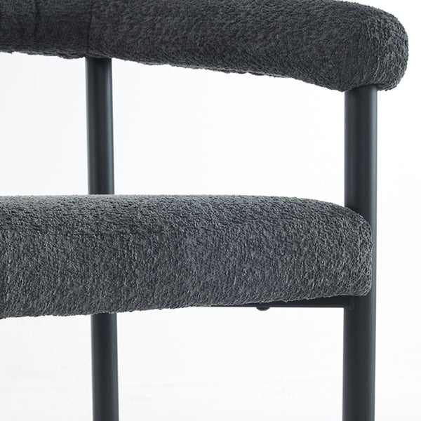 English Elm Modern Upholstered Bar Stools with Boucle Fabric and Armrests, Sturdy Metal Frame, Ergonomic Comfort DARK GREY W1901P264275