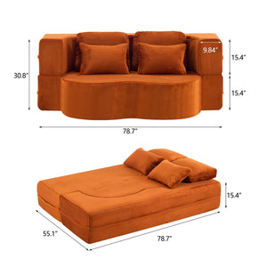 English Elm Large Plush Floor Sofa Foldable Foam Mattress with Pillows for Living Room Lounge W3612P440208
