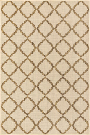 Unique Loom Outdoor Trellis Raised Trellis Machine Made Geometric Rug Beige, Beige/Brown 6' 1" x 9' 0"