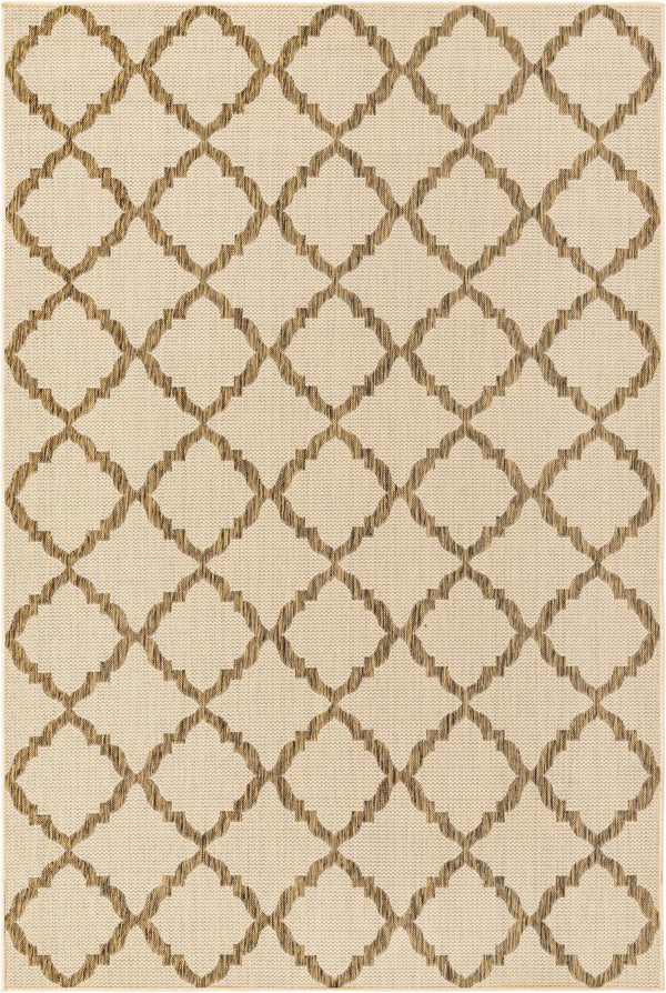 Unique Loom Outdoor Trellis Raised Trellis Machine Made Geometric Rug Beige, Beige/Brown 6' 1" x 9' 0"