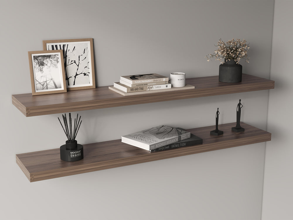 English Elm Ecco 47 Inch Floating Wall Shelves Set of 2 with Hidden Brackets Matte Finish B070P238872