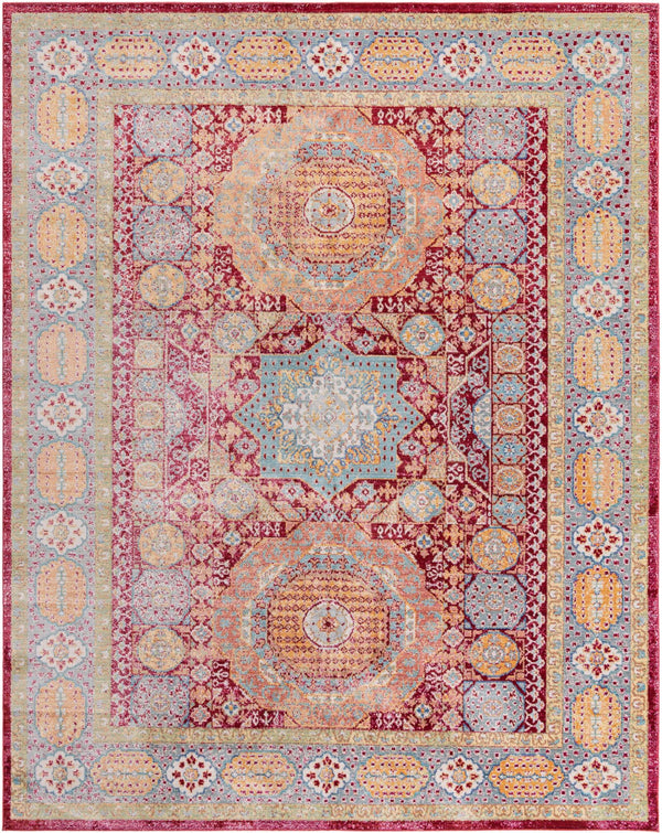 Unique Loom Austin Washington Machine Made Border Rug Beige, Cream/Ivory/Light Blue/Puce/Red/Yellow/Peach/Orange 10' 0" x 13' 1"