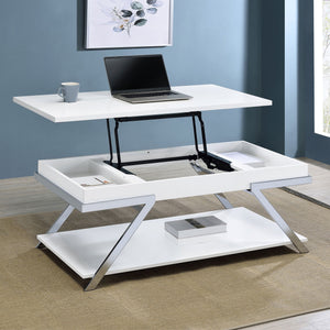 English Elm Fletcher Lacquered High Gloss Coffee Table with Open Shelf for Modern Living Rooms B062P447812