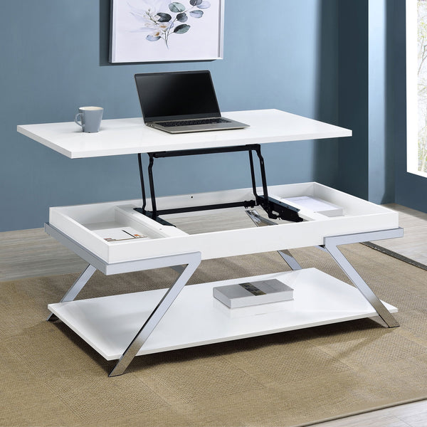 English Elm Fletcher Lacquered High Gloss Coffee Table with Open Shelf for Modern Living Rooms B062P447812
