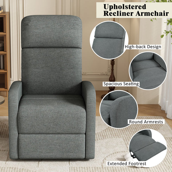 English Elm Christopher Knight Home® - Modern Recliner Plush Manual Recliner Chair with Ergonomic Support, 3-Position Backrest, Durable Fabric Comfort Charcoal N763P256491E
