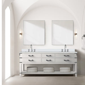 English Elm White Oak Double Bath Vanity With White Quartz Top & Faucet Set - Spacious Storage & Modern Design B2731P260365-GIGA