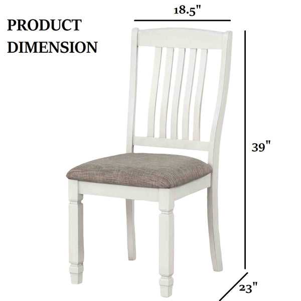 English Elm Farmhouse 2pc Side Chair Slat Back Upholstered Seat Rustic White Dining Set Comfortable Modern Style B2741P406725