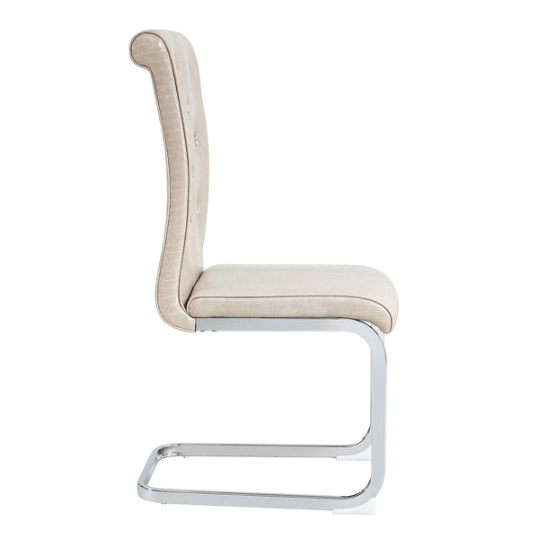 English Elm Set of 2 Glam Faux Alligator Pvc Dining Chairs with Crystal Buckle Bow Legs W3875P371041
