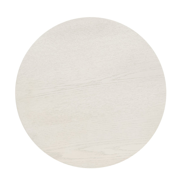 English Elm Tior Round Wood Top Accent Side Table with Geometric Gray Metal Base for Living Room White+Black B056P416978