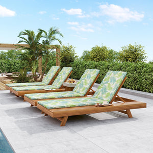 English Elm Christopher Knight Home® - Lounge Chaise Set - Acacia Wood With Water-Resistant Cushions, 4-Position Recline & Stylish Design N770P253442T_N770P253018L