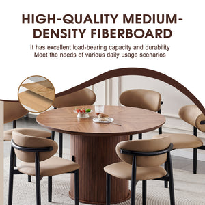 English Elm Round Wood Dining Table with Dual Storage Compartments for Kitchen or Small Spaces W3590P355174