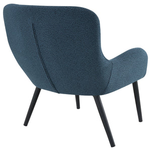 English Elm Luna Aegean Blue Upholstered Armchair — Mid-Century Curved Silhouette, Plush Textured Comfort, 30.5"H B062P299845