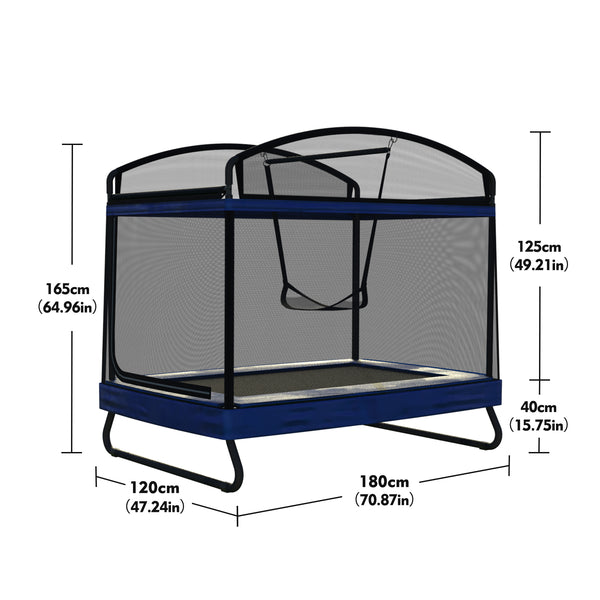 English Elm 4*6ft Outdoor Rectangular Kids Trampoline with Safety Net Swing and Climbing Bar W2071P320537