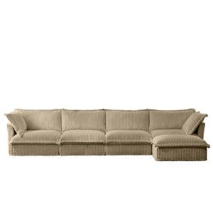 English Elm Slipcovered L Shape Sectional Sofa - Cozy Camel Corduroy Couch With Deep Seats & Versatile Design W3041S00070-GIGA