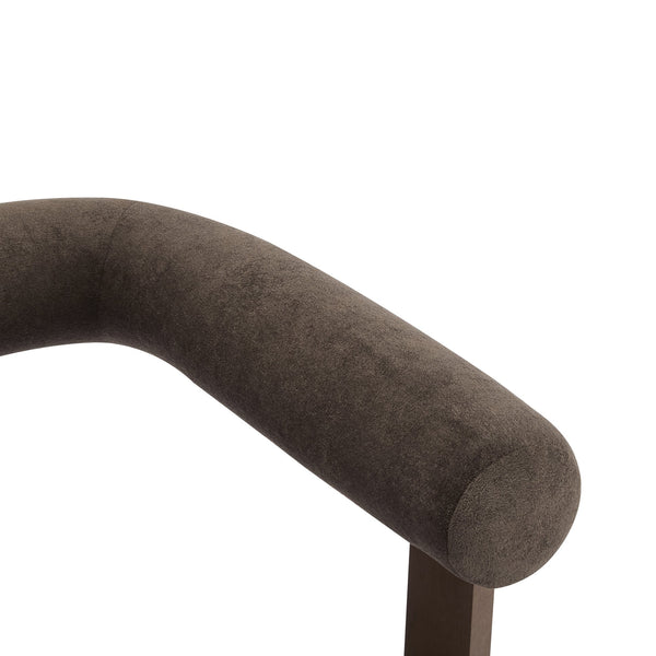 English Elm Christopher Knight Home® - Modern Upholstered Round Arm Accent Chair with Velvet Finish, Elegant Curved Back and Three Legs Design Dark Brown,Walnut 30.5 L x 29 W x 14.5 H N776P216194D