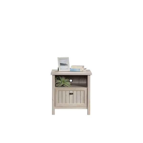 English Elm Night Stand - Stylish Gray Finish, Compact Design With Drawer & Shelf For Organized Bedroom Storage B356P402791