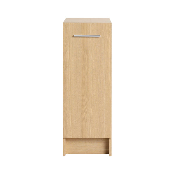 English Elm 12" Wall-mounted Oak Plywood Bathroom Linen Cabinet Slim Floating Single Door Storage W3450P440611