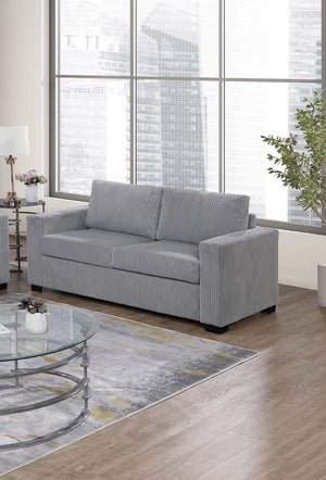 English Elm Elegant Wide-Welt Corduroy 2-Piece Sofa Set with Console Charging Station, Cup Holders, Loveseat Light Gray 33 L x 23 W x 36 H B011S01743