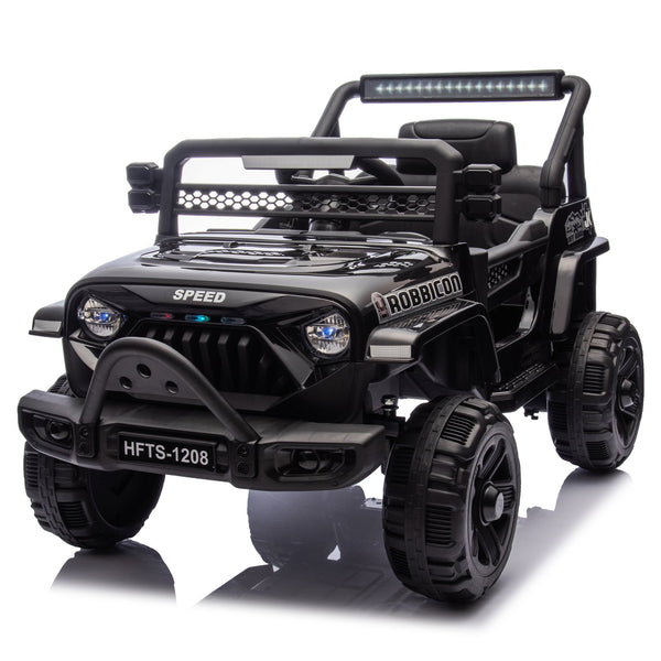 English Elm 12v Kids Electric Ride on Truck with Parental Remote Four Wheel Suspension and Led Lights Black W1578P187459