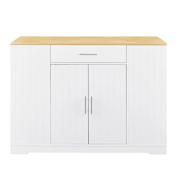 English Elm 53'' Kitchen Storage Islands with Drawers and Trash Can Storage, Modern Farmhouse Design, 53.2"W x 20.9"D x 38.0"H White W1820P281267